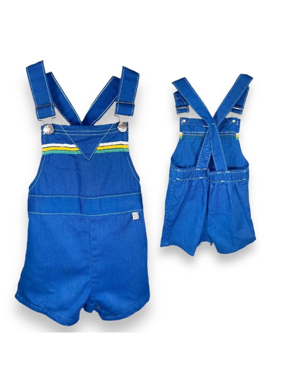 Vintage Billy the Kid 70s Blue Denim Elastic Waist Short Overalls 24m / 2T